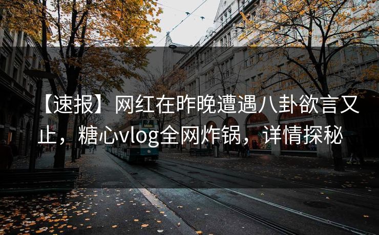 【速报】网红在昨晚遭遇八卦欲言又止，糖心vlog全网炸锅，详情探秘