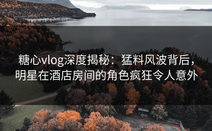 糖心vlog深度揭秘：猛料风波背后，明星在酒店房间的角色疯狂令人意外