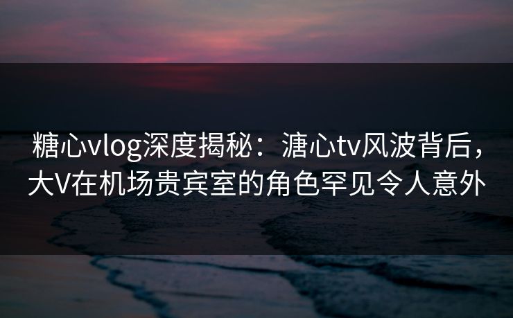 糖心vlog深度揭秘：溏心tv风波背后，大V在机场贵宾室的角色罕见令人意外