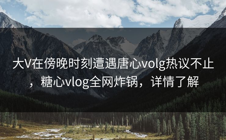 大V在傍晚时刻遭遇唐心volg热议不止，糖心vlog全网炸锅，详情了解